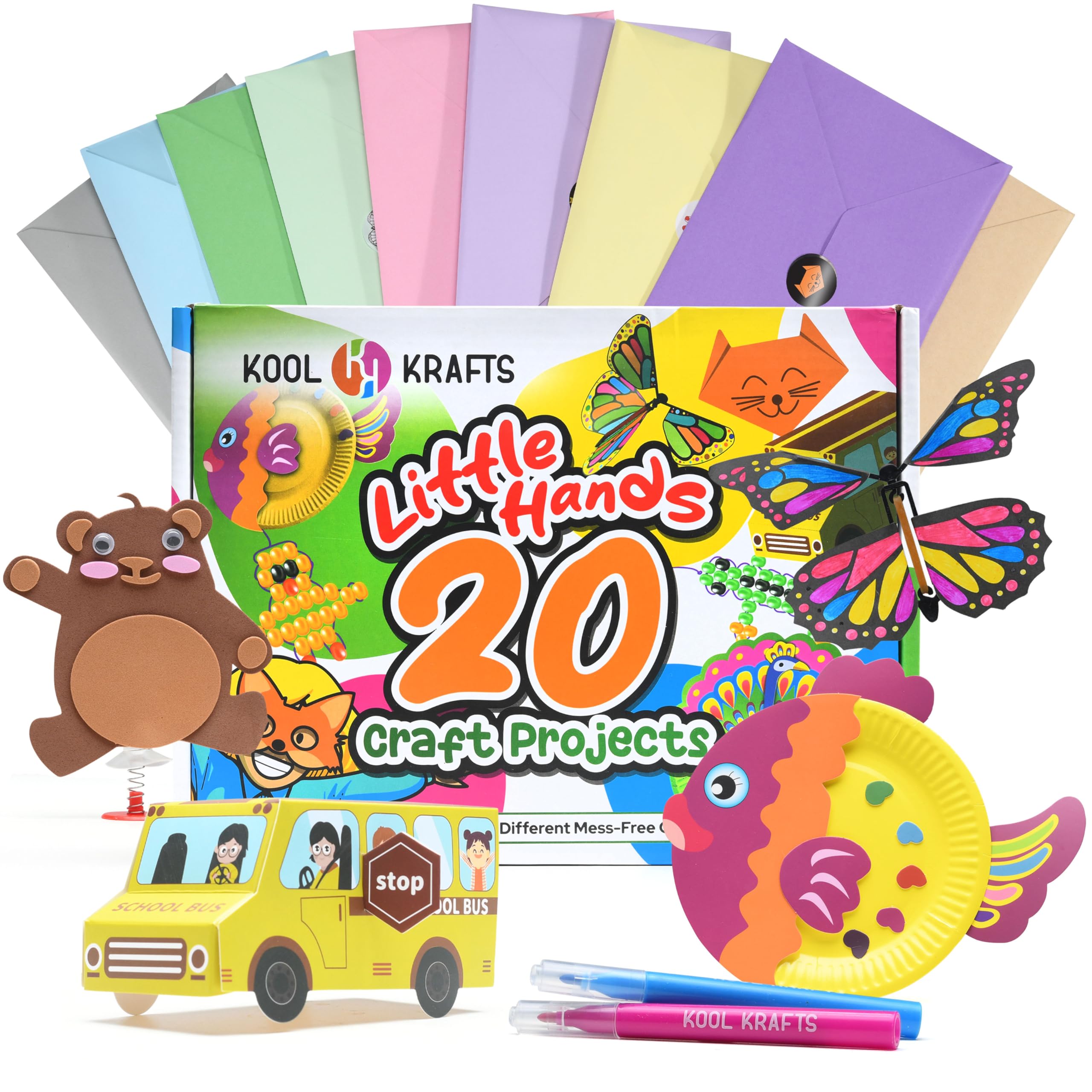 Amazon.com: 20 Arts & Crafts Kit for Kids, All-Inclusive, No Mess